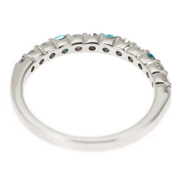 Pt900 パライバトルマリン ダイヤモンド リング 0.12ct D0.32ct ハーフエタニティ