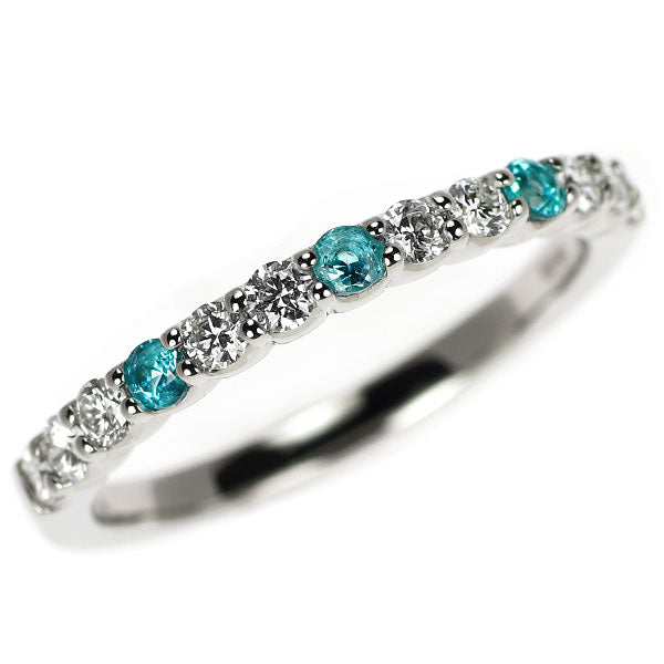 Pt900 パライバトルマリン ダイヤモンド リング 0.12ct D0.32ct ハーフエタニティ