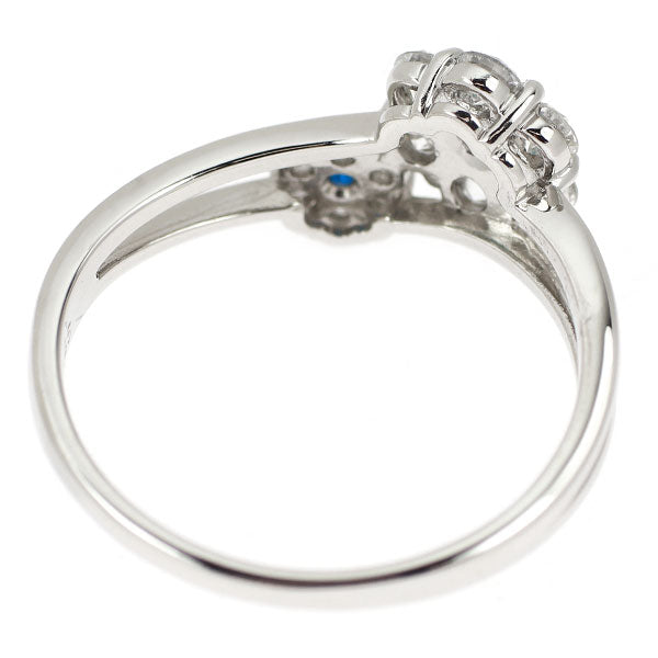 Pt900 パライバトルマリン アウイナイト ダイヤモンド リング 0.046ct H0.02ct D0.45ct フラワー