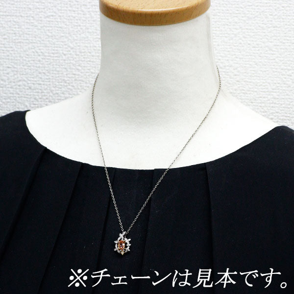 ポーラ Pt900/ K18YG インペリアルトパーズ ダイヤモンド ペンダントトップ 0.80ct D0.18ct