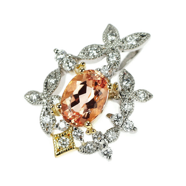 ポーラ Pt900/ K18YG インペリアルトパーズ ダイヤモンド ペンダントトップ 0.80ct D0.18ct