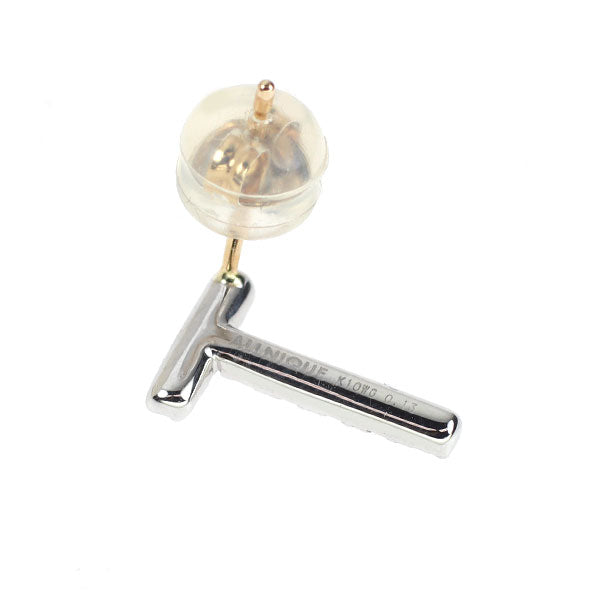 オールニーク K10YG/ WG ダイヤモンド ピアス 0.13ct 片方のみ イニシャル「T」