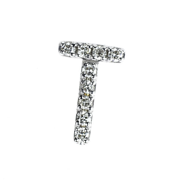 オールニーク K10YG/ WG ダイヤモンド ピアス 0.13ct 片方のみ イニシャル「T」