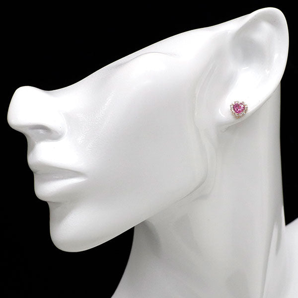 K18PG ハートシェイプ ピンクサファイア ダイヤモンド ピアス 1.00ct D0.32ct【エスコレ】