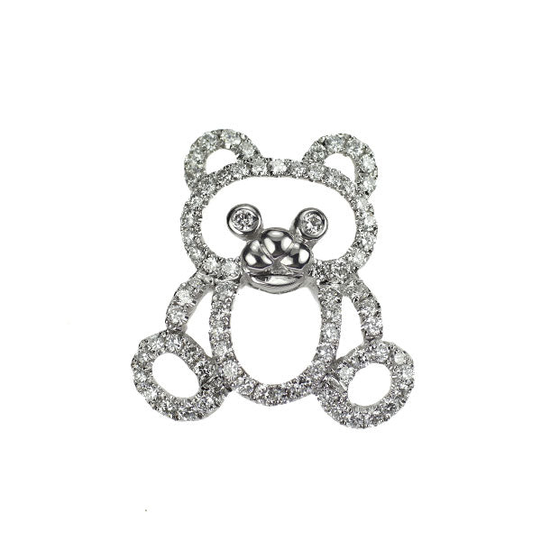 K18WG ダイヤモンド ピンブローチ タイピン 0.28ct ベア