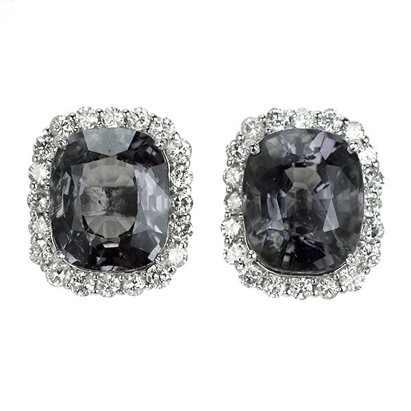 K18WG バイオレットスピネル ダイヤモンド ピアス 7.68ct D0.72ct