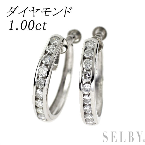 Pt900 ダイヤモンド フープ イヤリング 1.00ct