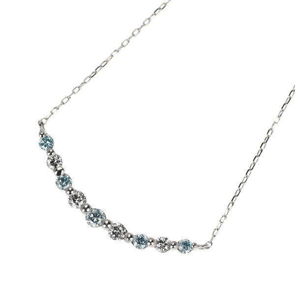 K18WG トリートブルー/カラーレス ダイヤモンド ペンダントネックレス 0.20ct
