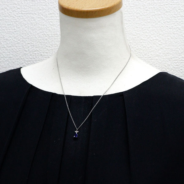 LA SOMA Pt900/ Pt850 サファイア ダイヤモンド ペンダントネックレス 0.82ct D0.05ct