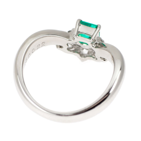 Pt900 エメラルド ダイヤモンド リング 0.25ct D0.22ct