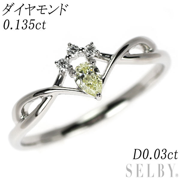 Pt900 ペアシェイプ ダイヤモンド リング 0.135ct D0.03ct