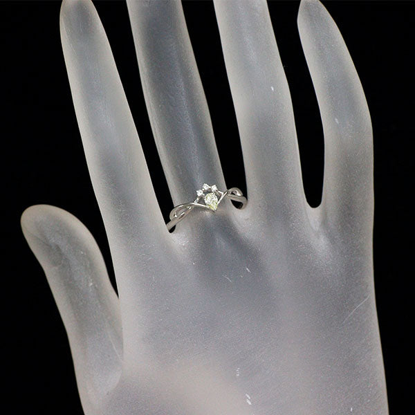 Pt900 ペアシェイプ ダイヤモンド リング 0.135ct D0.03ct
