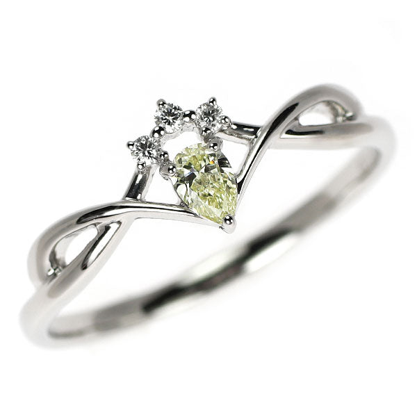 Pt900 ペアシェイプ ダイヤモンド リング 0.135ct D0.03ct