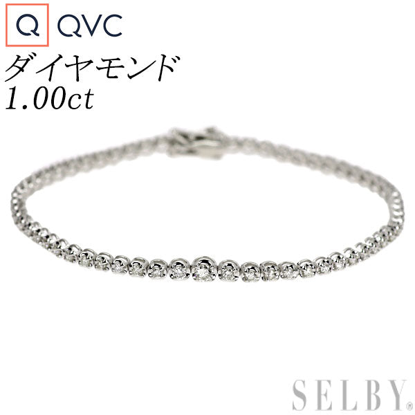 QVC K18WG ダイヤモンド ブレスレット 1.00ct テニス