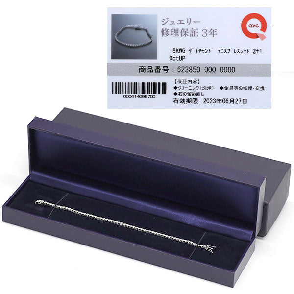 QVC K18WG ダイヤモンド ブレスレット 1.00ct テニス