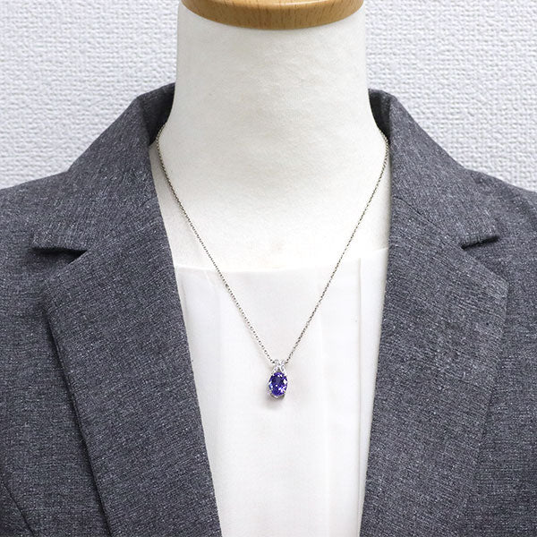 Pt900 タンザナイト ダイヤモンド ペンダントトップ 4.46ct D0.06ct