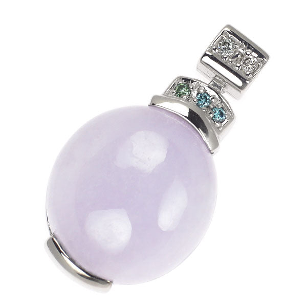 K18WG ラベンダー翡翠 ダイヤモンド ペンダントトップ 12.65ct D0.07ct