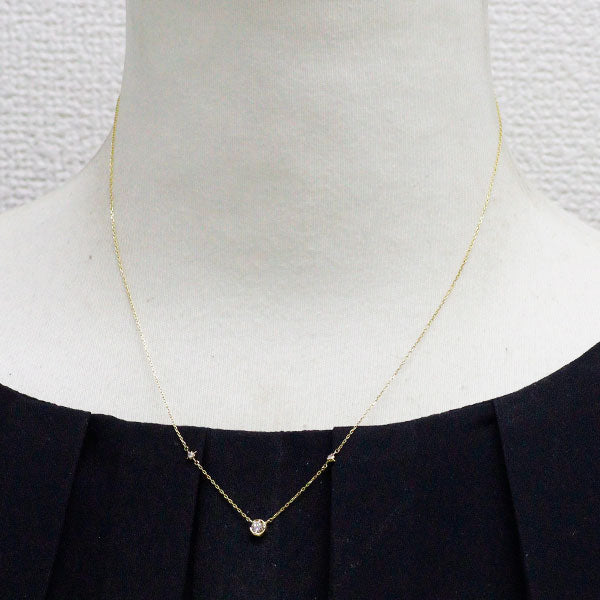 スタージュエリー K18YG ダイヤモンド ペンダントネックレス 0.08ct ムーンセッティング