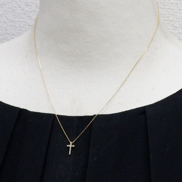 スタージュエリー K18YG ダイヤモンド ペンダントネックレス 0.03ct クロス