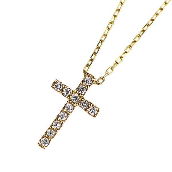 スタージュエリー K18YG ダイヤモンド ペンダントネックレス 0.03ct クロス