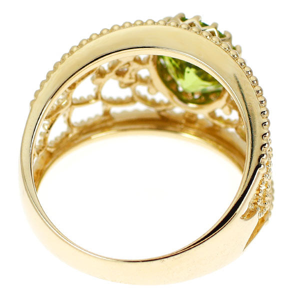 K14YG ペリドット ダイヤモンド リング 1.60ct
