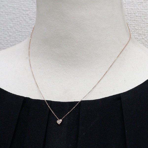 スタージュエリー K10PG ダイヤモンド ペンダントネックレス 0.06ct ハート
