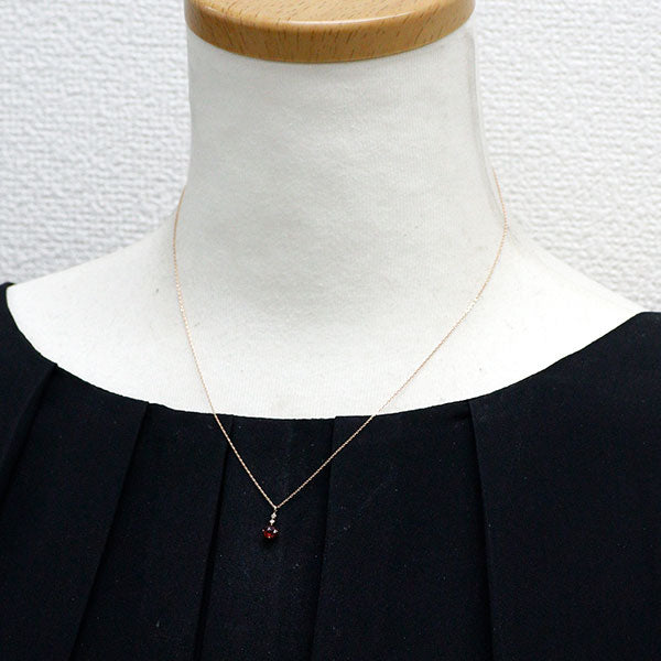 K10PG ガーネット ダイヤモンド ペンダントネックレス D0.02ct