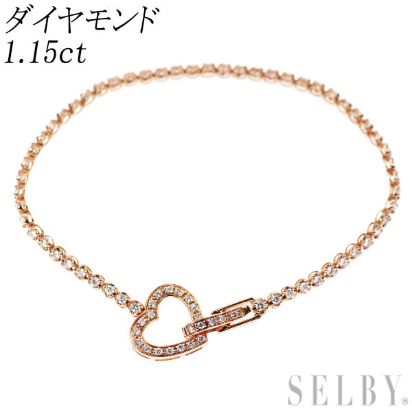 K18PG ダイヤモンド ブレスレット 1.15ct ハート