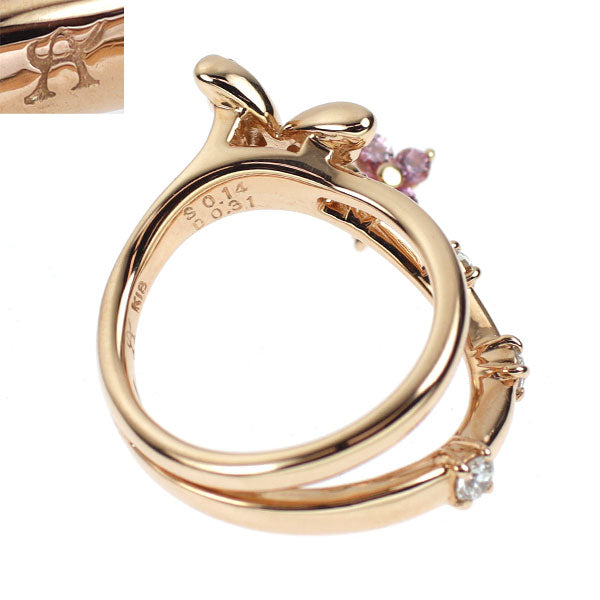 アスプレンディ K18PG ピンクサファイア ダイヤモンド リング 0.14ct D0.31ct ワルツ