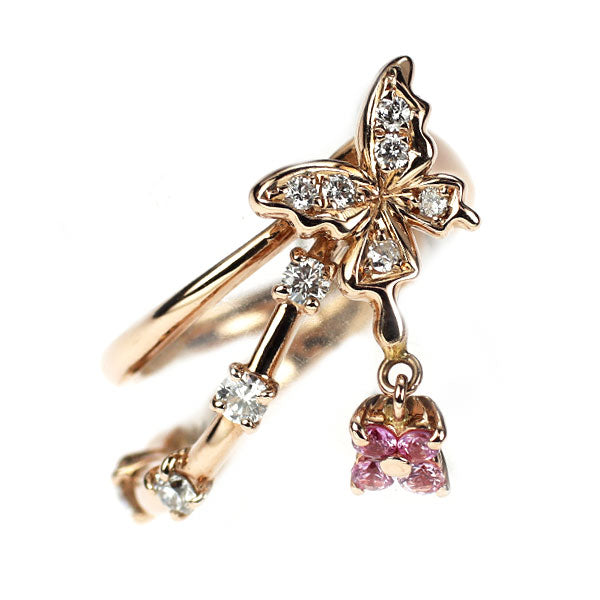 アスプレンディ K18PG ピンクサファイア ダイヤモンド リング 0.14ct D0.31ct ワルツ
