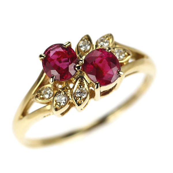 K18YG ルビー ダイヤモンド リング 0.53ct D0.05ct