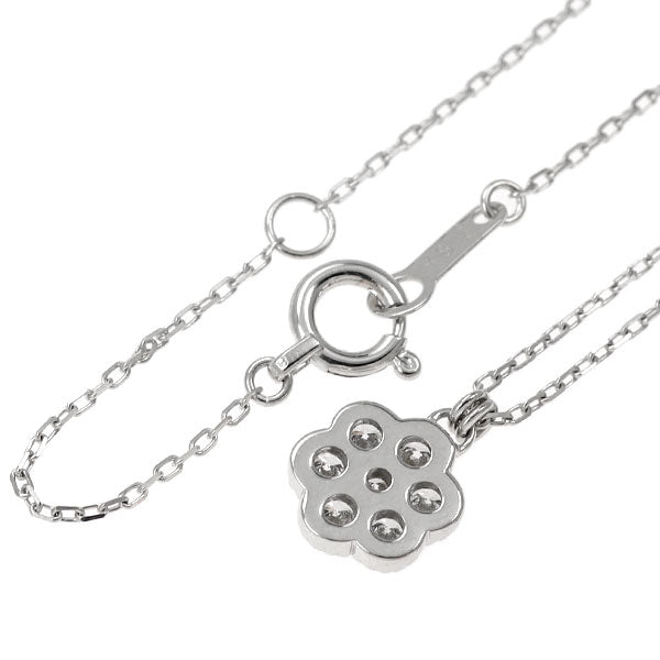 K18WG ダイヤモンド ペンダントネックレス 0.22ct フラワー