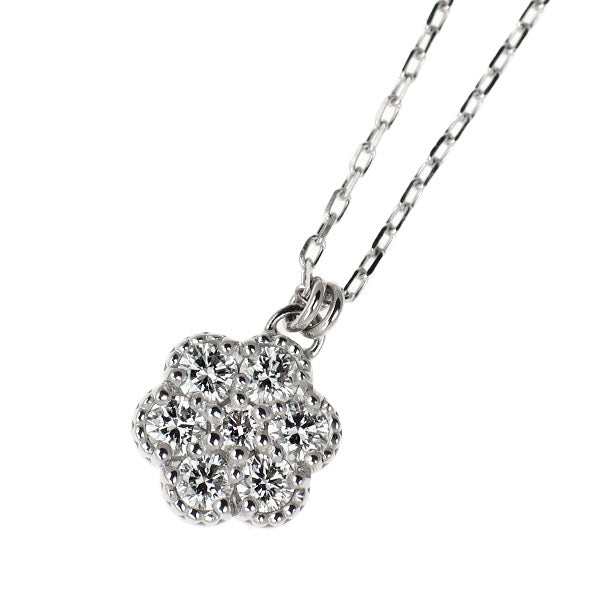 K18WG ダイヤモンド ペンダントネックレス 0.22ct フラワー