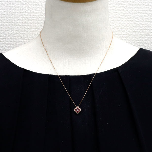 K18PG ルビー ダイヤモンド ペンダントネックレス 0.38ct D0.17ct