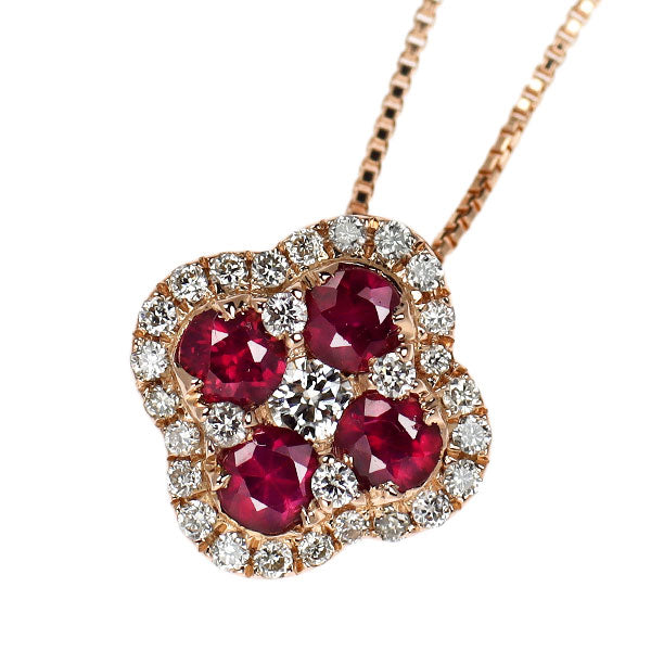 K18PG ルビー ダイヤモンド ペンダントネックレス 0.38ct D0.17ct K18PG ルビー ダイヤモンド ペンダントネックレス 0.38ct D0.17ct