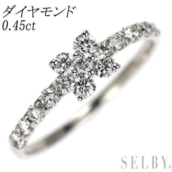 K18WG ダイヤモンド リング 0.45ct フラワー