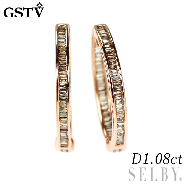 GSTV K18PG ダイヤモンド イヤリング 1.08ct フープ