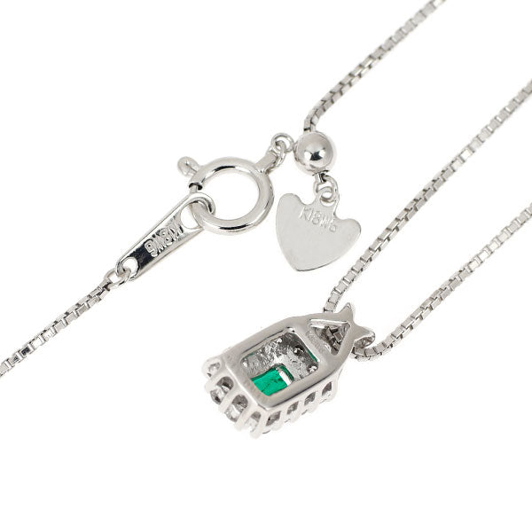 K18WG エメラルド ダイヤモンド ペンダントネックレス 0.16ct D0.19ct