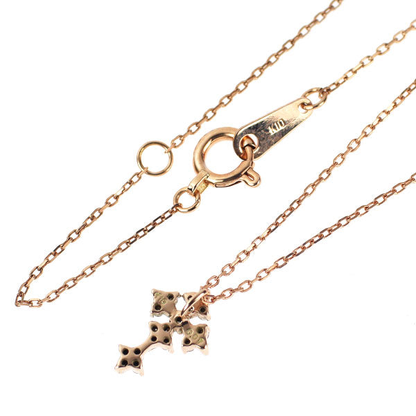 K10PG シングルカット ダイヤモンド ペンダントネックレス 0.07ct クロス