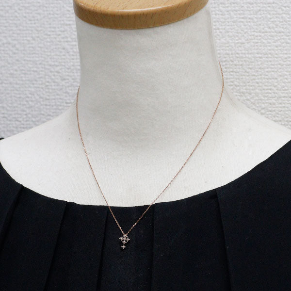 K10PG シングルカット ダイヤモンド ペンダントネックレス 0.07ct クロス