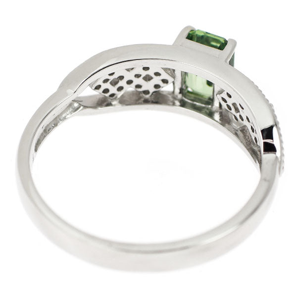 Pt900 グリーンサファイア ダイヤモンド リング 0.76ct D0.12ct