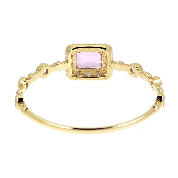 K18YG ピンク/ ホワイト サファイア ダイヤモンド リング 0.25ct D0.07ct
