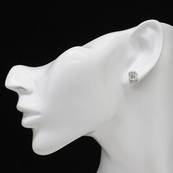 新品 Pt950/ Pt900 エメラルドカット ダイヤモンド ピアス 1.326ct G/H SI1 D0.26ct スタッド