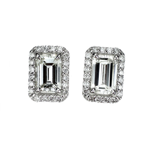 新品 Pt950/ Pt900 エメラルドカット ダイヤモンド ピアス 1.326ct G/H SI1 D0.26ct スタッド