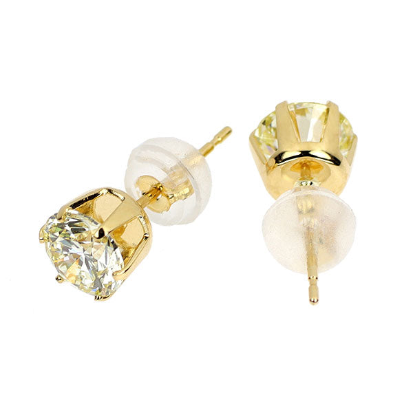 新品 K18YG ダイヤモンド スタッド ピアス 1.433ct VLY VS1 VS2 VG/G【エスコレ】