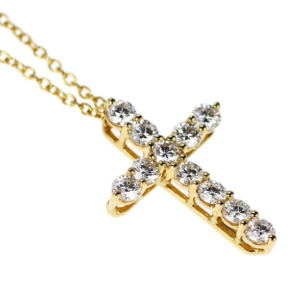 ティファニー K18YG ダイヤモンド ペンダントネックレス スモールクロス 《セルビー銀座店》【中古】