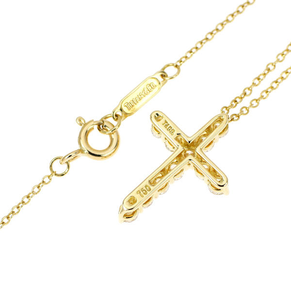 ティファニー K18YG ダイヤモンド ペンダントネックレス スモールクロス 《セルビー銀座店》【中古】