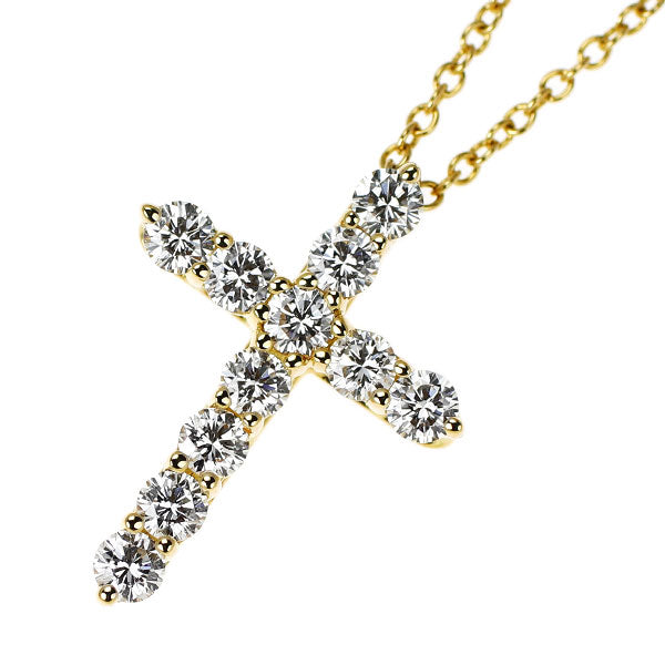 ティファニー K18YG ダイヤモンド ペンダントネックレス スモールクロス 《セルビー銀座店》【中古】