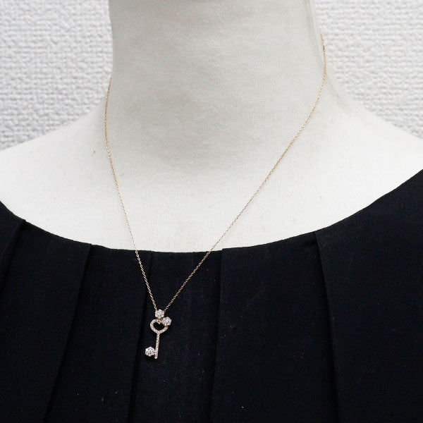 ポンテヴェキオ K18PG ダイヤモンド ペンダントネックレス 0.29ct ハートキー
