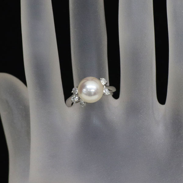 ミキモト Pt950 アコヤ 真珠 ダイヤモンド リング 径約9.5mm D0.40ct